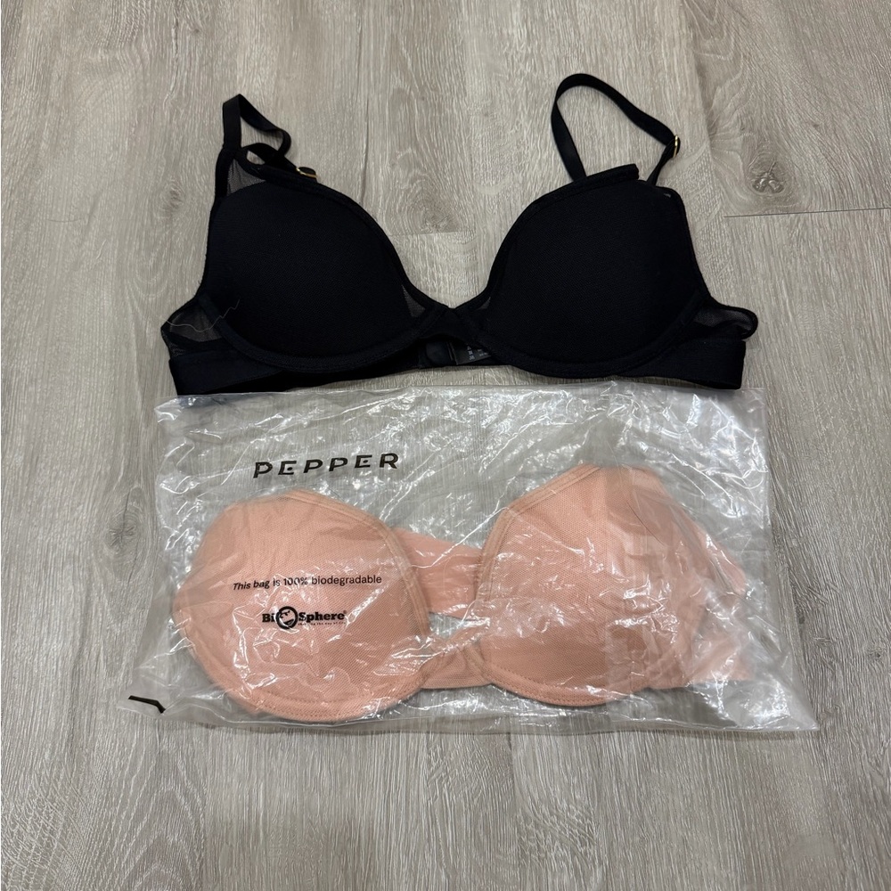 Pepper Black and Pink Two Bra Set